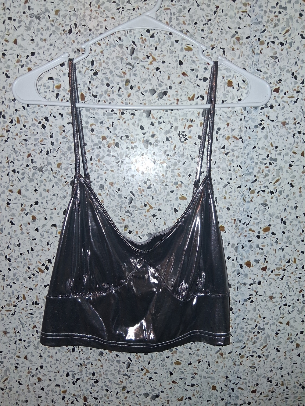 Women's Shein Curve Silver Metallic Cami Crop Top Size 3XL